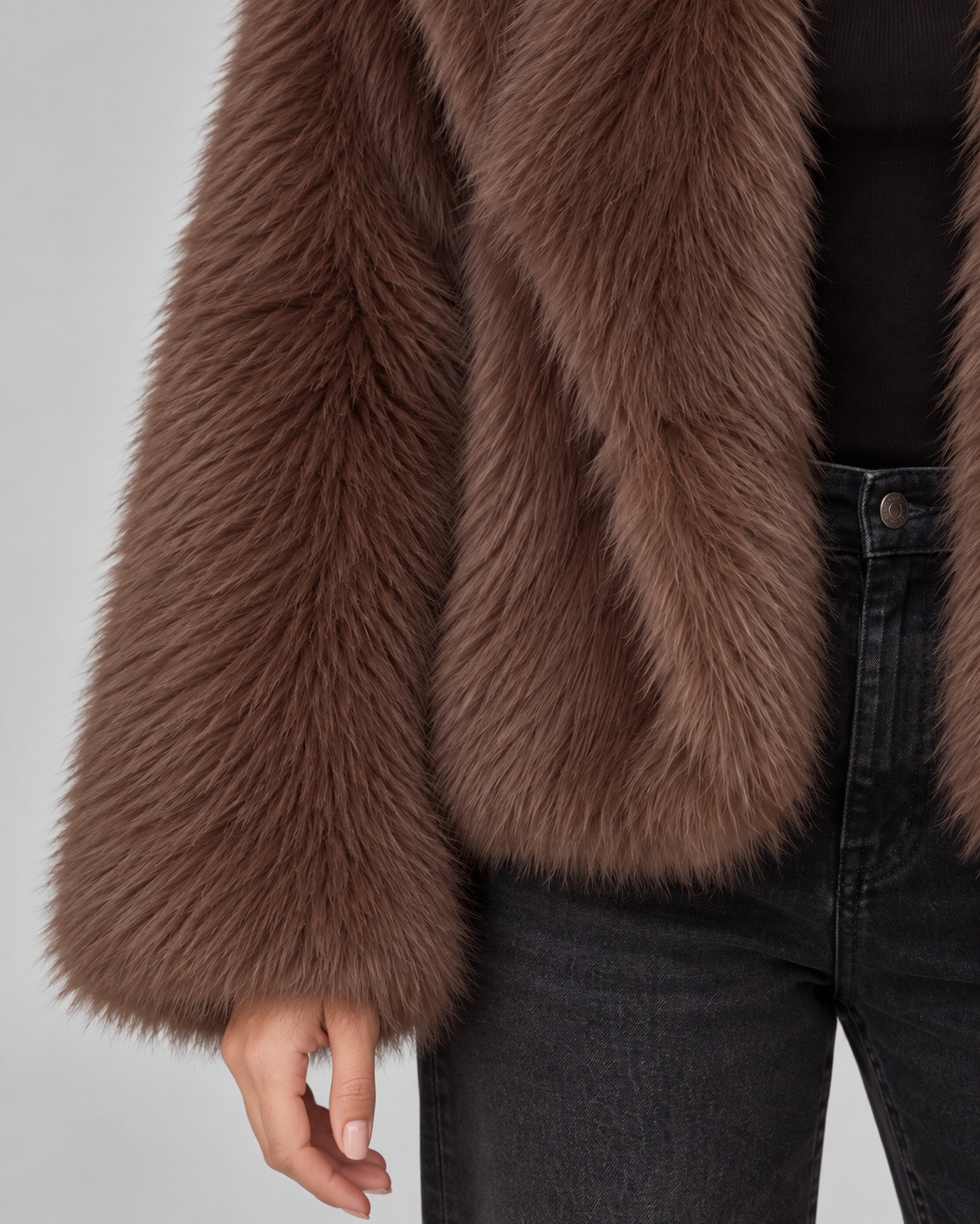 Faux Fur Shawl Collar Cropped Jacket