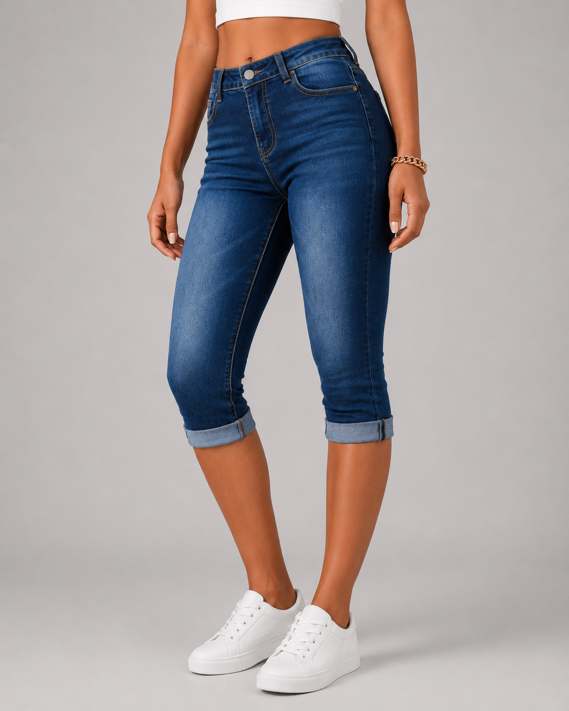 Women's High-Waist Cropped Denim Capris
