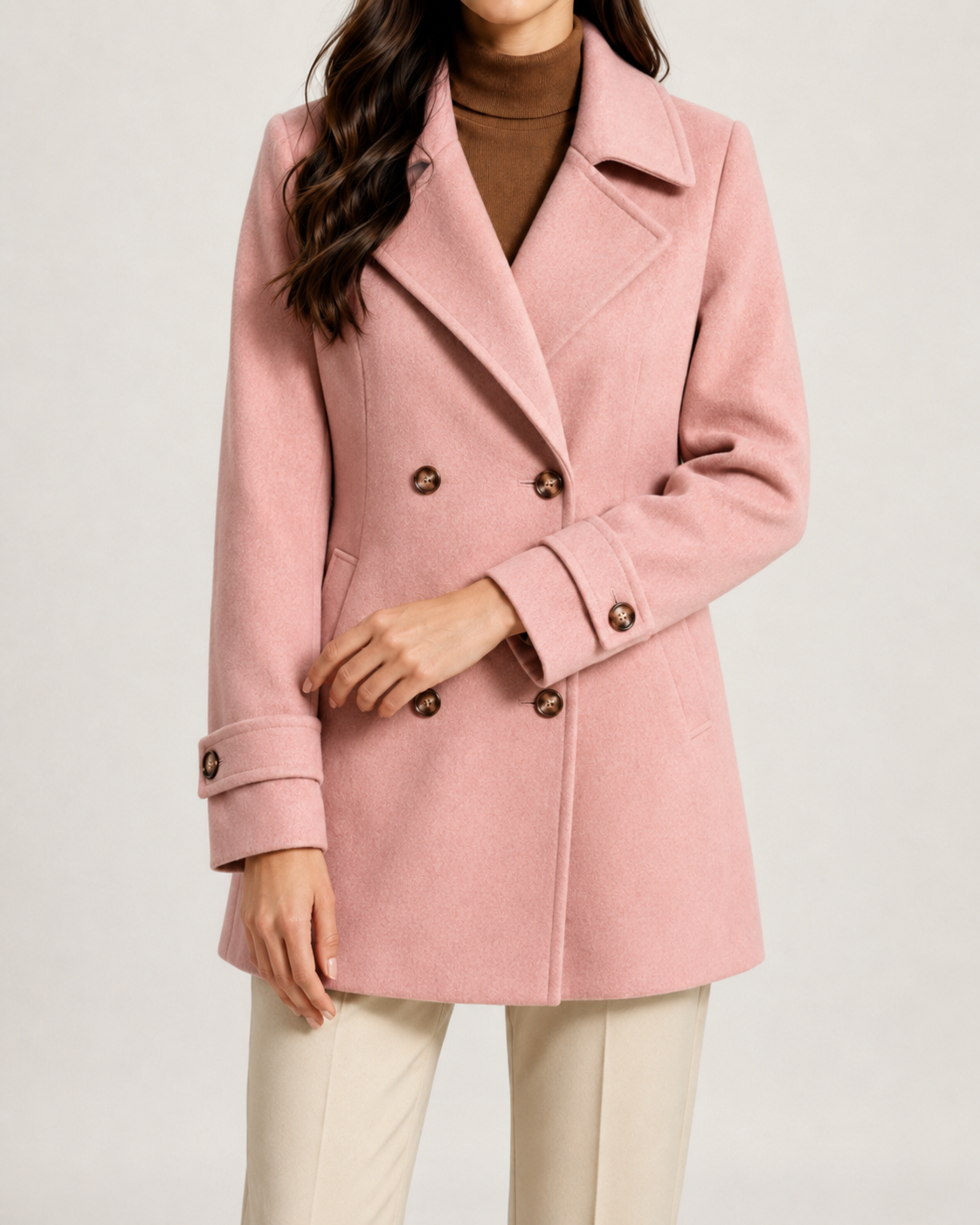 Notch Lapel Double Breasted Short Pea Coat