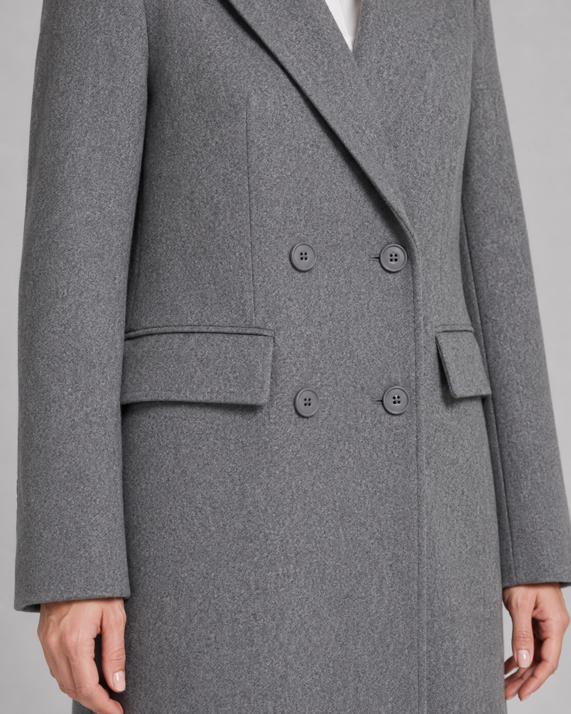 Double Breasted Notch Lapel Longline Tailored Coat
