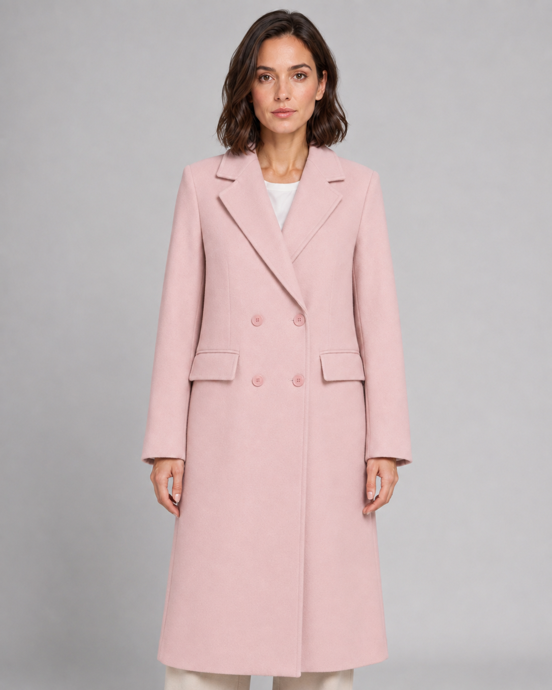 Double Breasted Notch Lapel Longline Tailored Coat