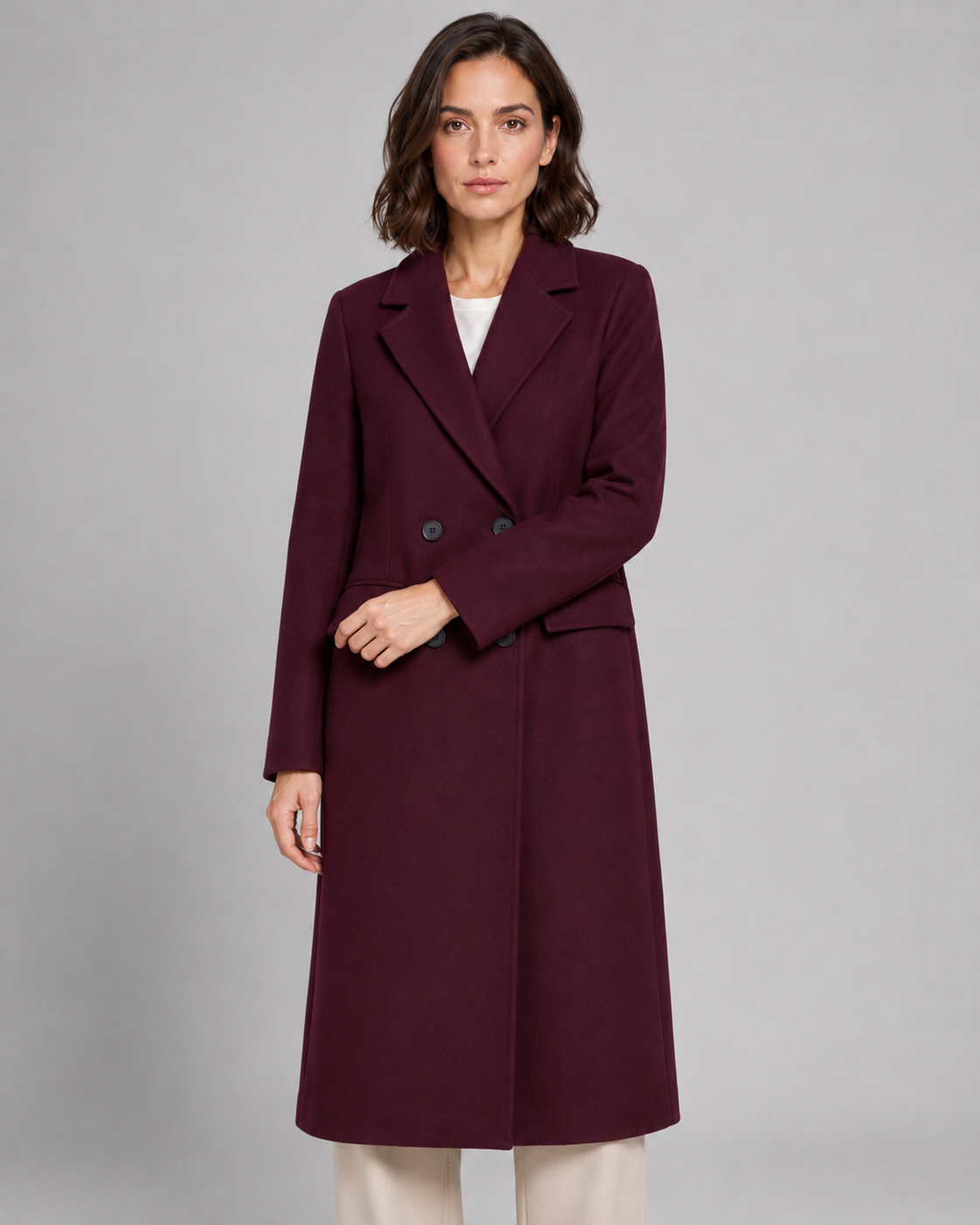 Double Breasted Notch Lapel Longline Tailored Coat