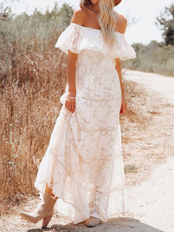 One-Shoulder Lace Jacquard Slim Fit Dress