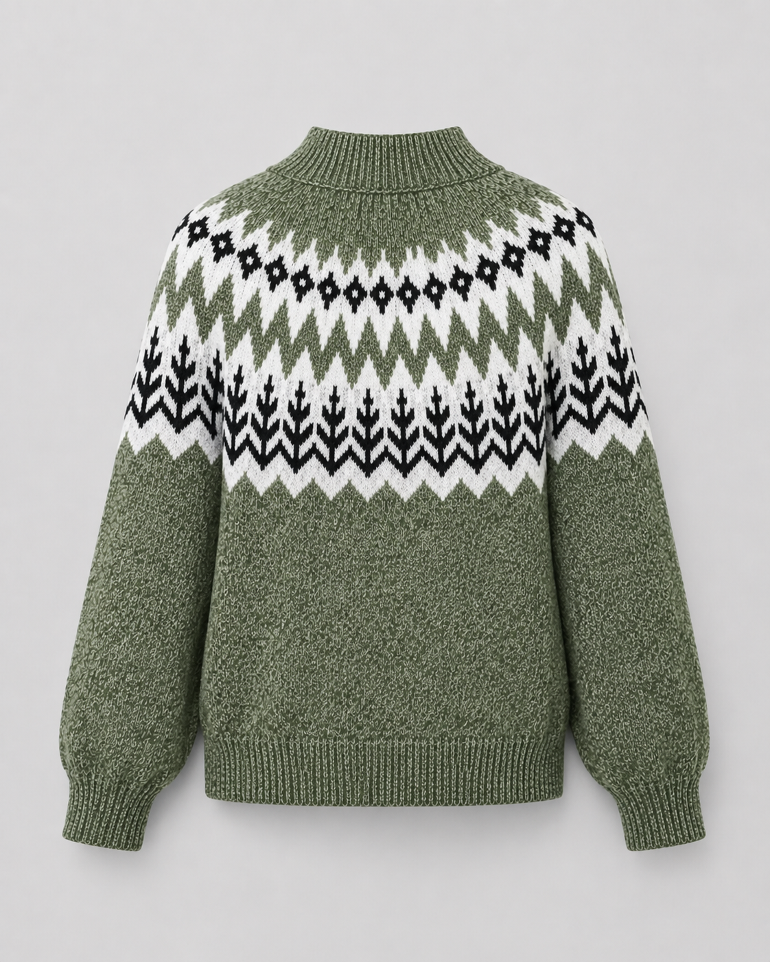 Fair Isle Mock Neck Long Sleeve Knit Sweater