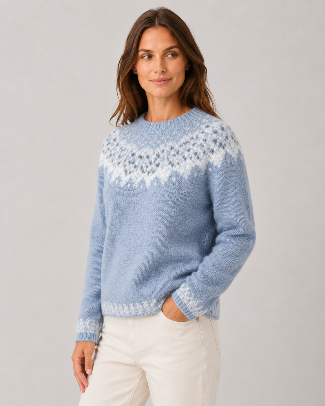 Fair Isle Crew Neck Knit Sweater