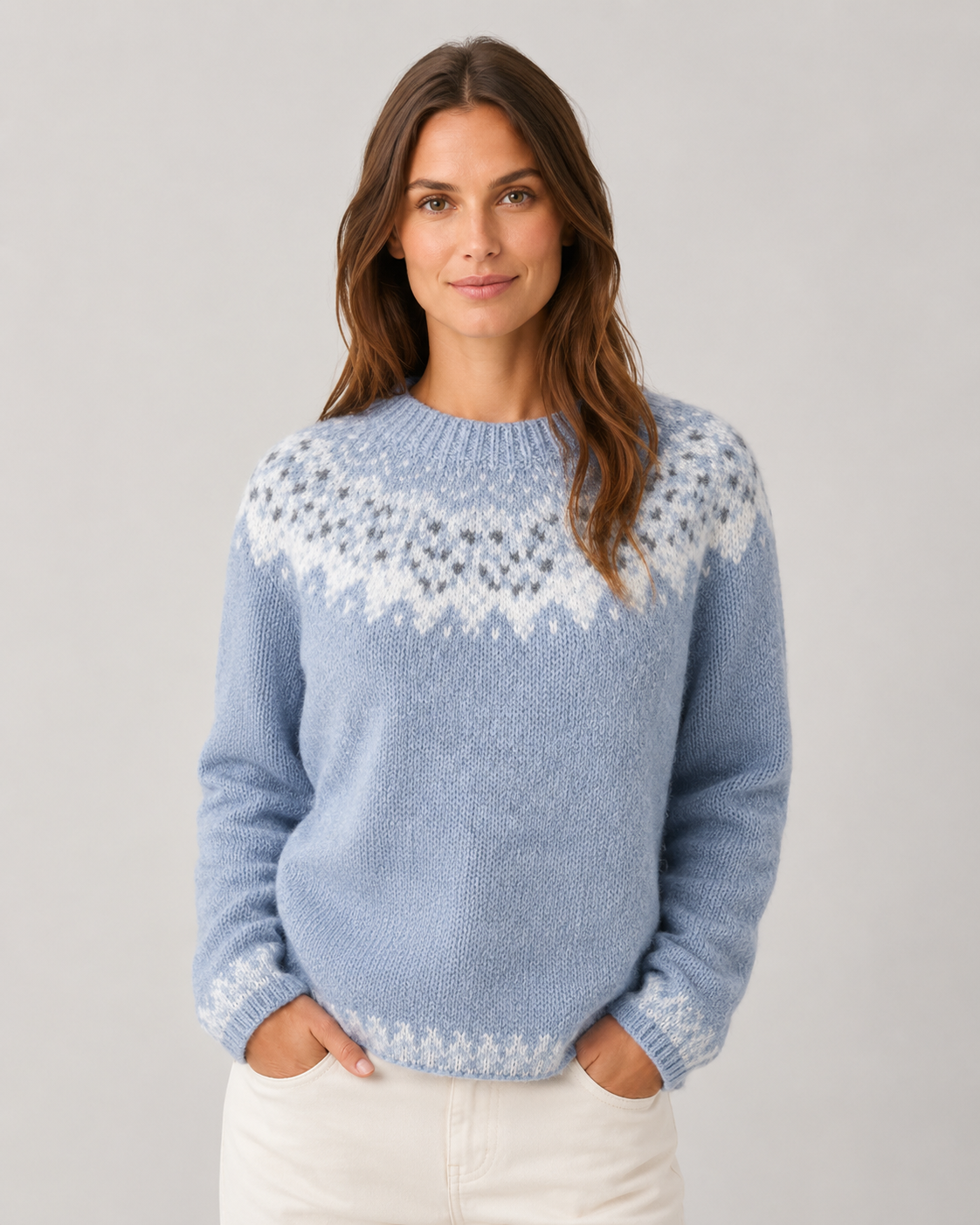 Fair Isle Crew Neck Knit Sweater
