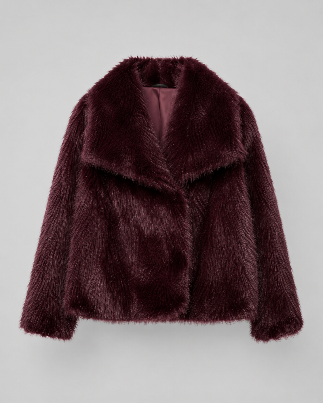 Women's Cropped Faux Fur Jacket with Wide Collar