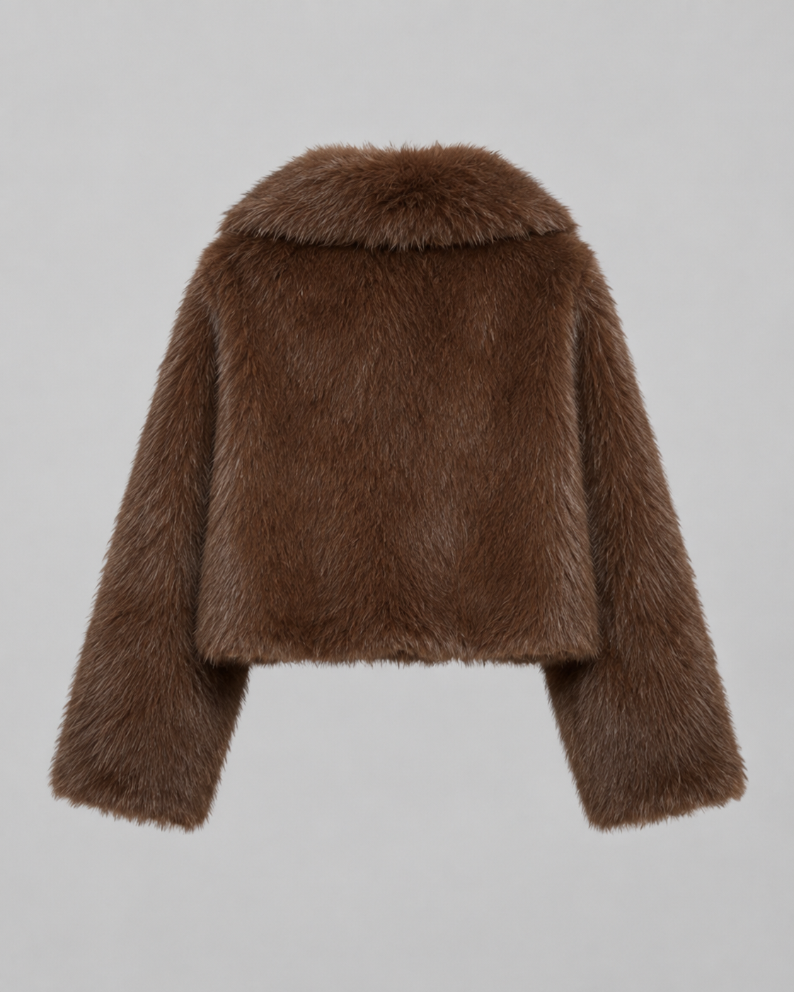 Women's Cropped Faux Fur Jacket with Wide Collar