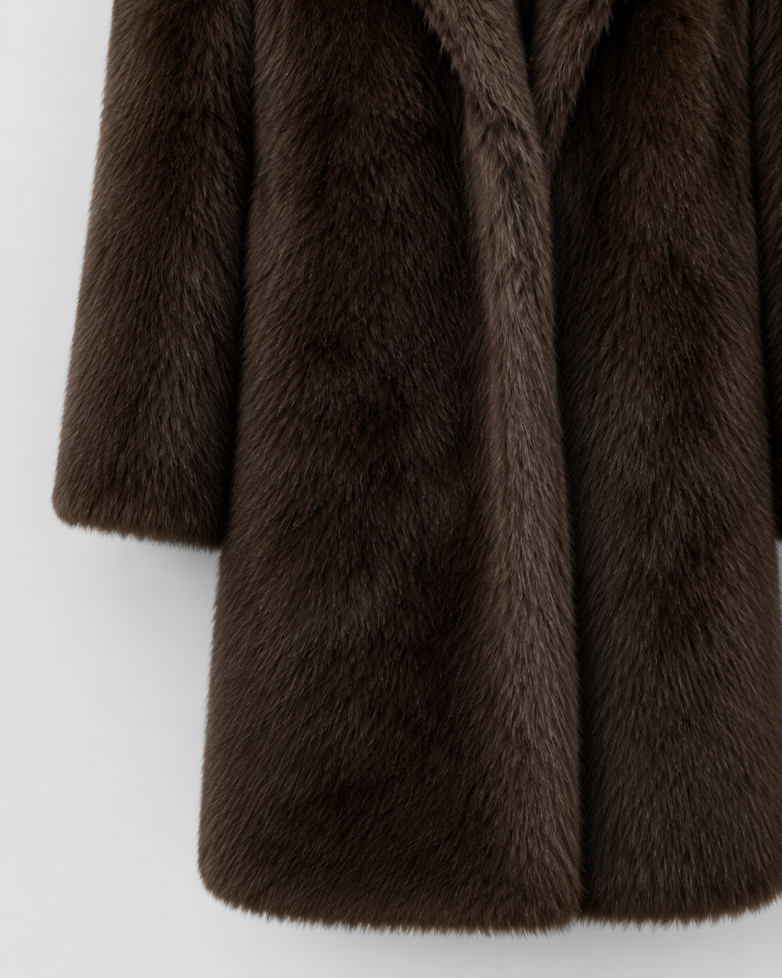 Women's Faux Fur Longline Coat with Wide Collar