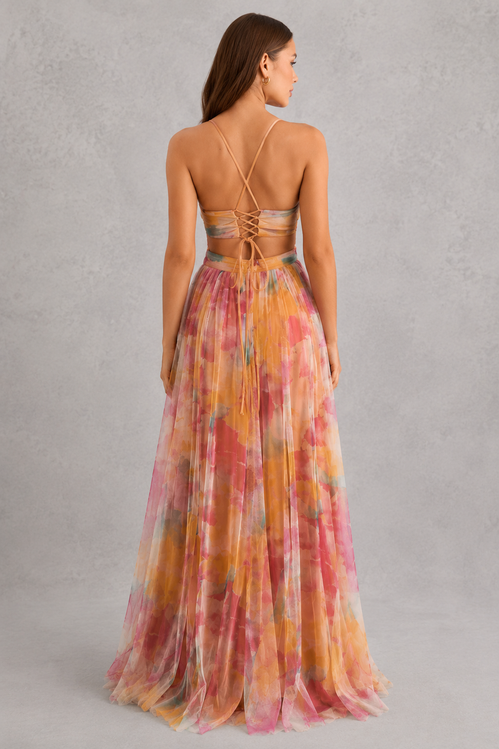 Women's Floral Maxi Dress – Tie Back Sleeveless Summer Dress