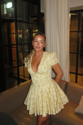 Floral Puff Sleeve Open Back Fit and Flare Mini Dress 11