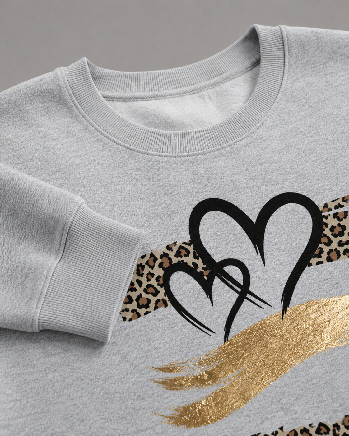 Heart Leopard Graphic Drop Shoulder Sweatshirt