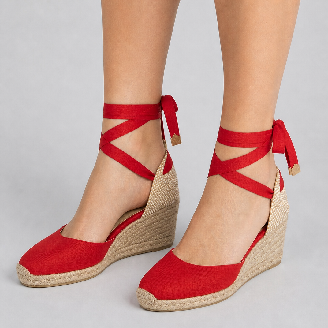 Women's Wedge Espadrille Sandals Ankle Tie Summer Heels