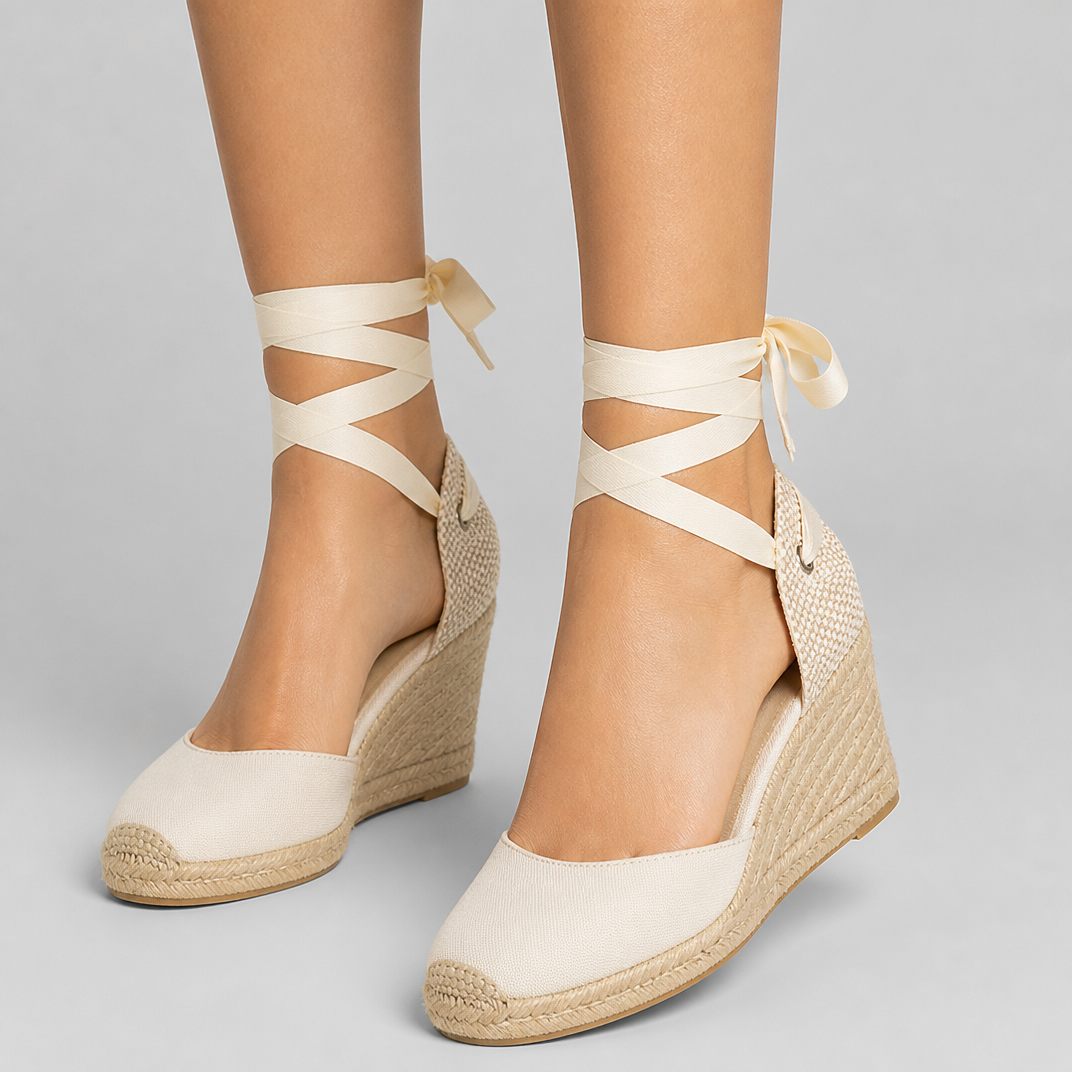 Women's Wedge Espadrille Sandals Ankle Tie Summer Heels
