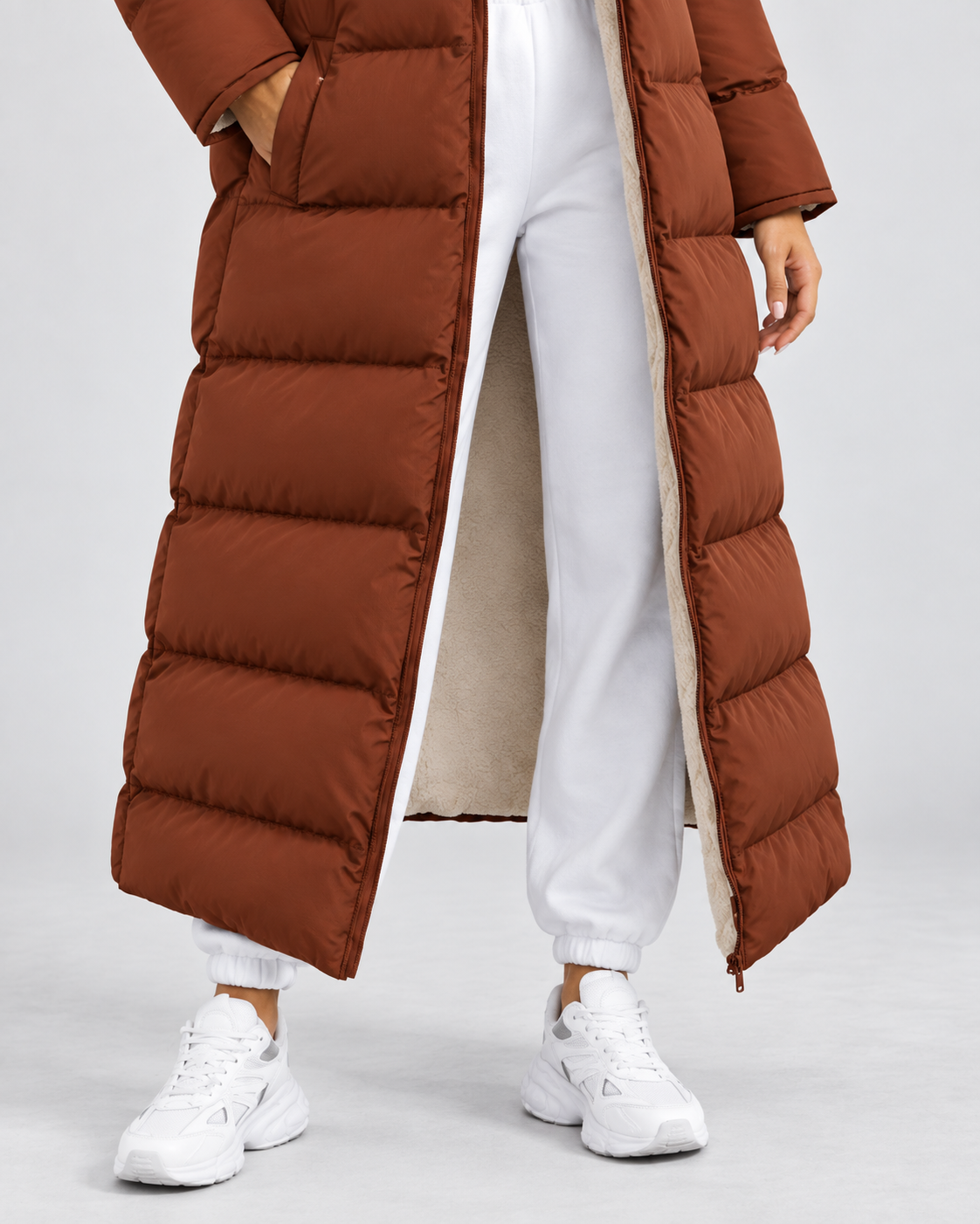 Women's Hooded Puffer Coat - Plush-Lined Maxi Length