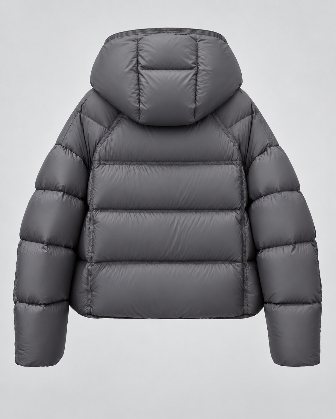 Women's Hooded Puffer Jacket - Cropped Funnel Neck Relaxed Fit