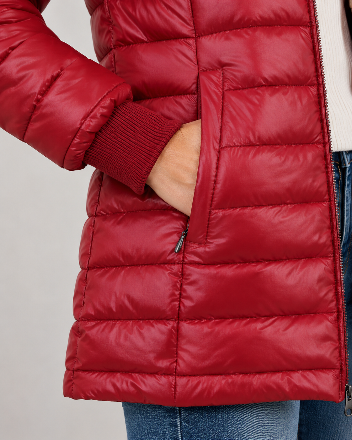 Women's Hooded Puffer Jacket - Quilted Plush-Lined Mid-Thigh