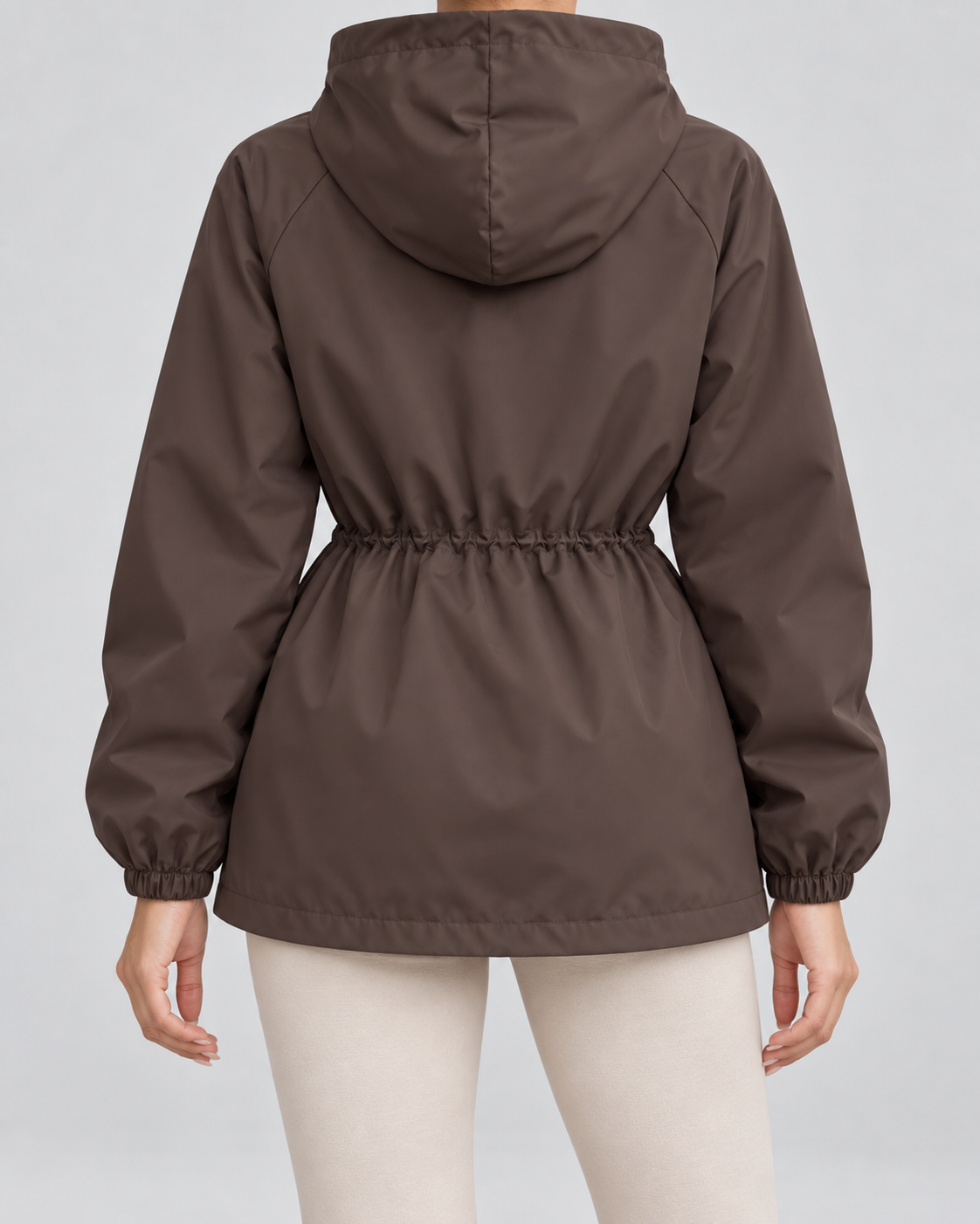 Women's Hooded Utility Jacket - Drawstring Waist Flap Pockets