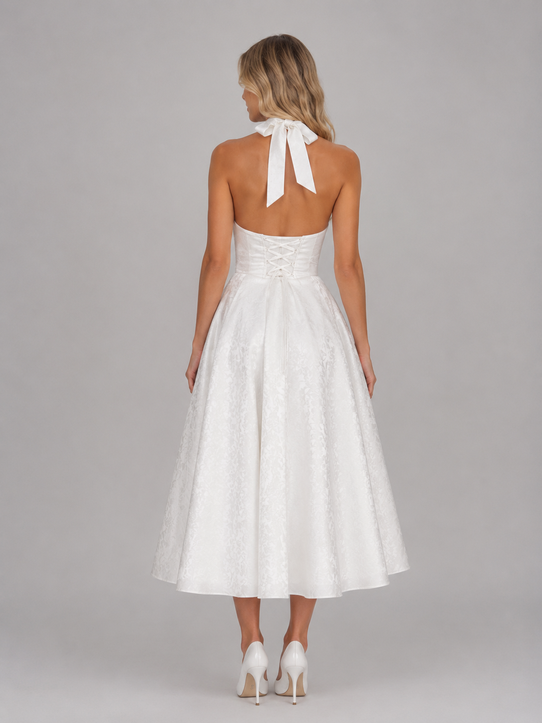 Women's Jacquard Halter Midi Dress