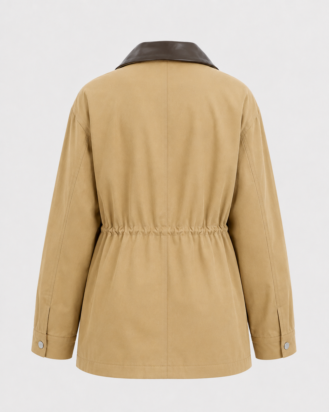 Contrast Collar Zip Front Utility Barn Jacket