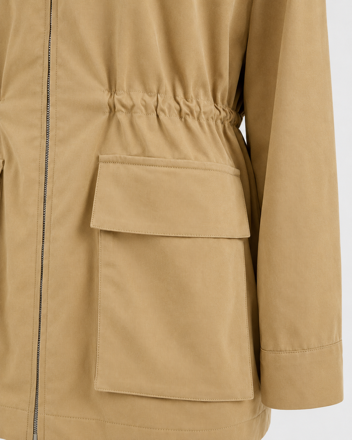 Contrast Collar Zip Front Utility Barn Jacket