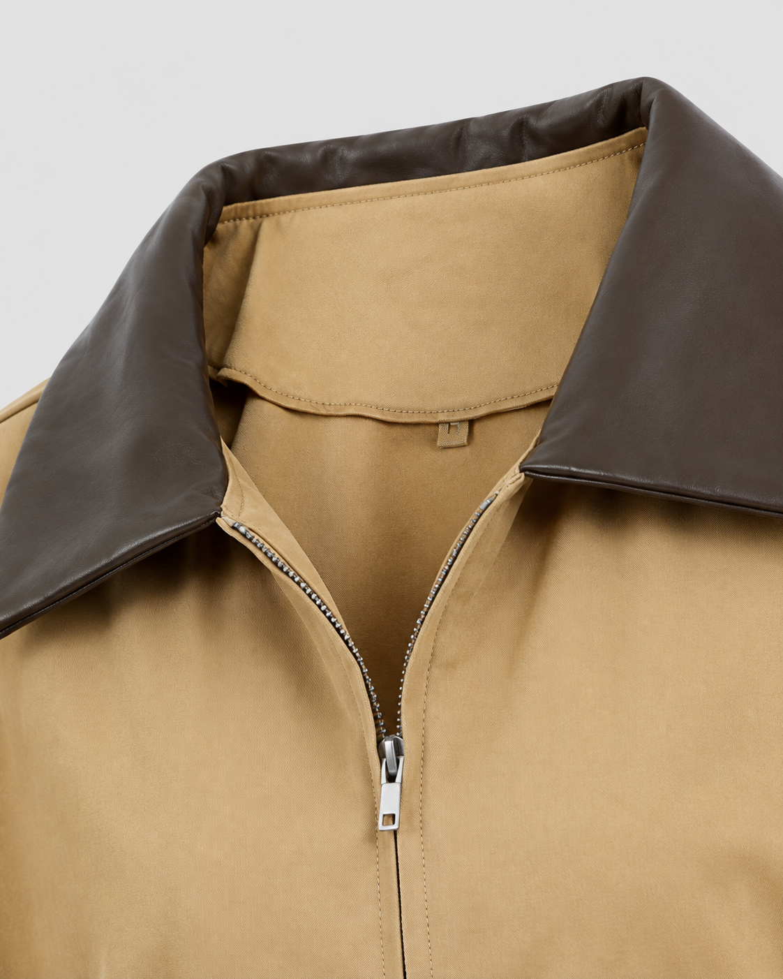 Contrast Collar Zip Front Utility Barn Jacket