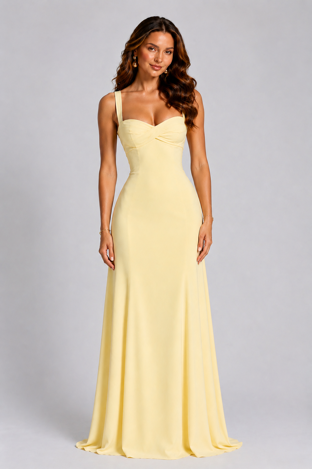Sweetheart Twist Front Fit and Flare Maxi Gown