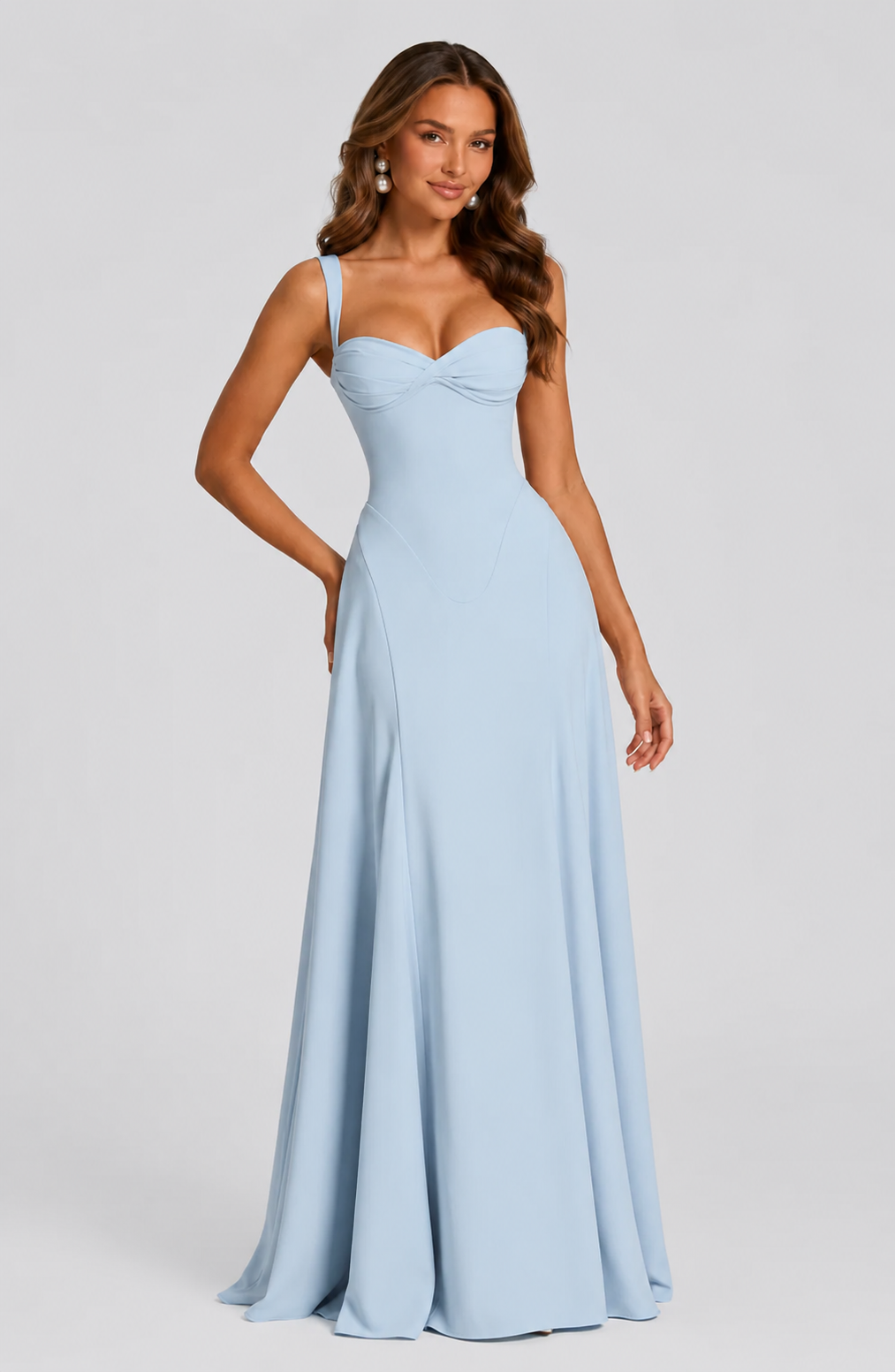 Sweetheart Twist Front Fit and Flare Maxi Gown