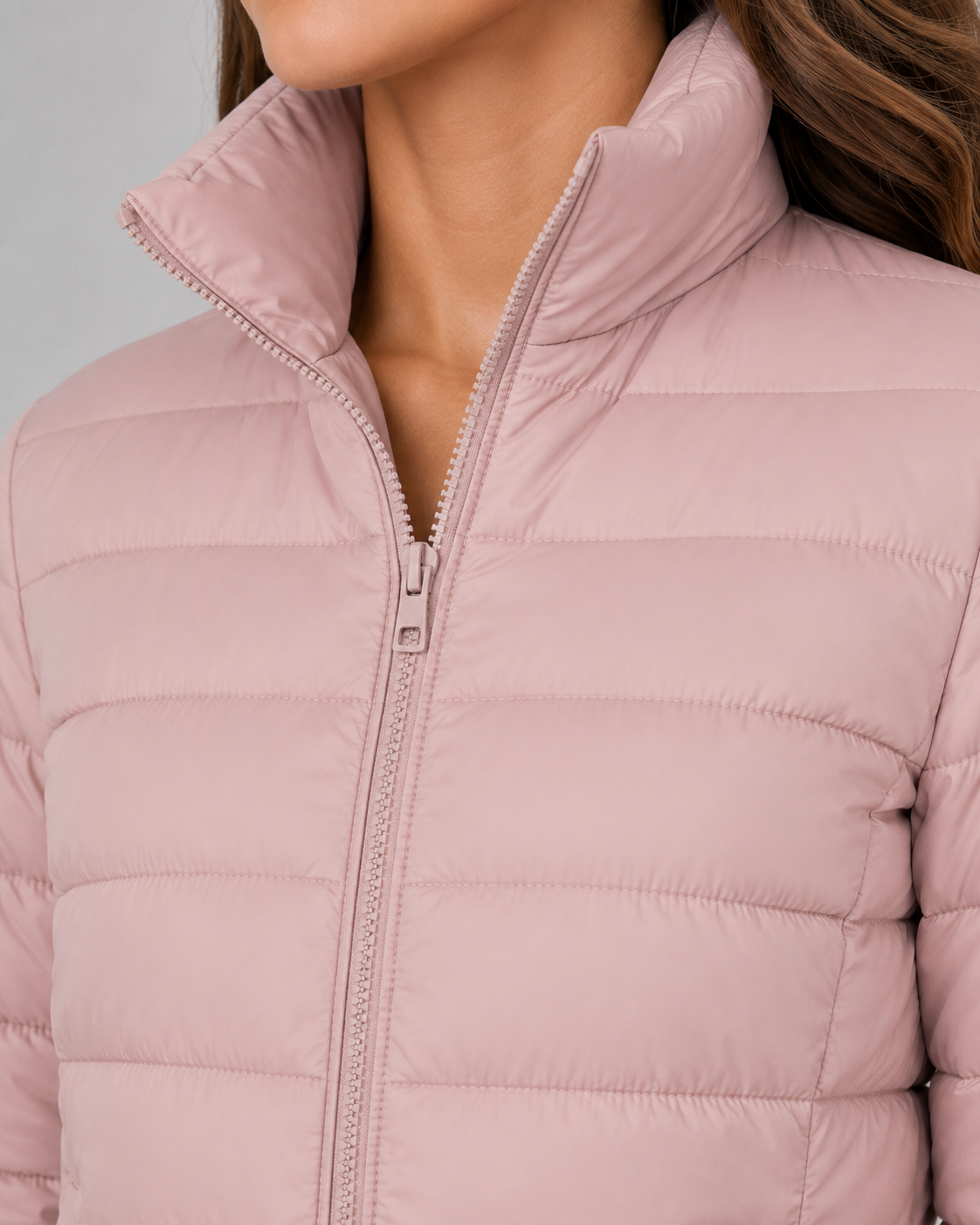 Women's Lightweight Puffer Jacket with Stand Collar