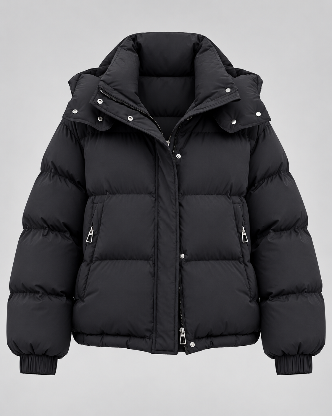 Women's Oversized Hooded Puffer Jacket - Zip-Front
