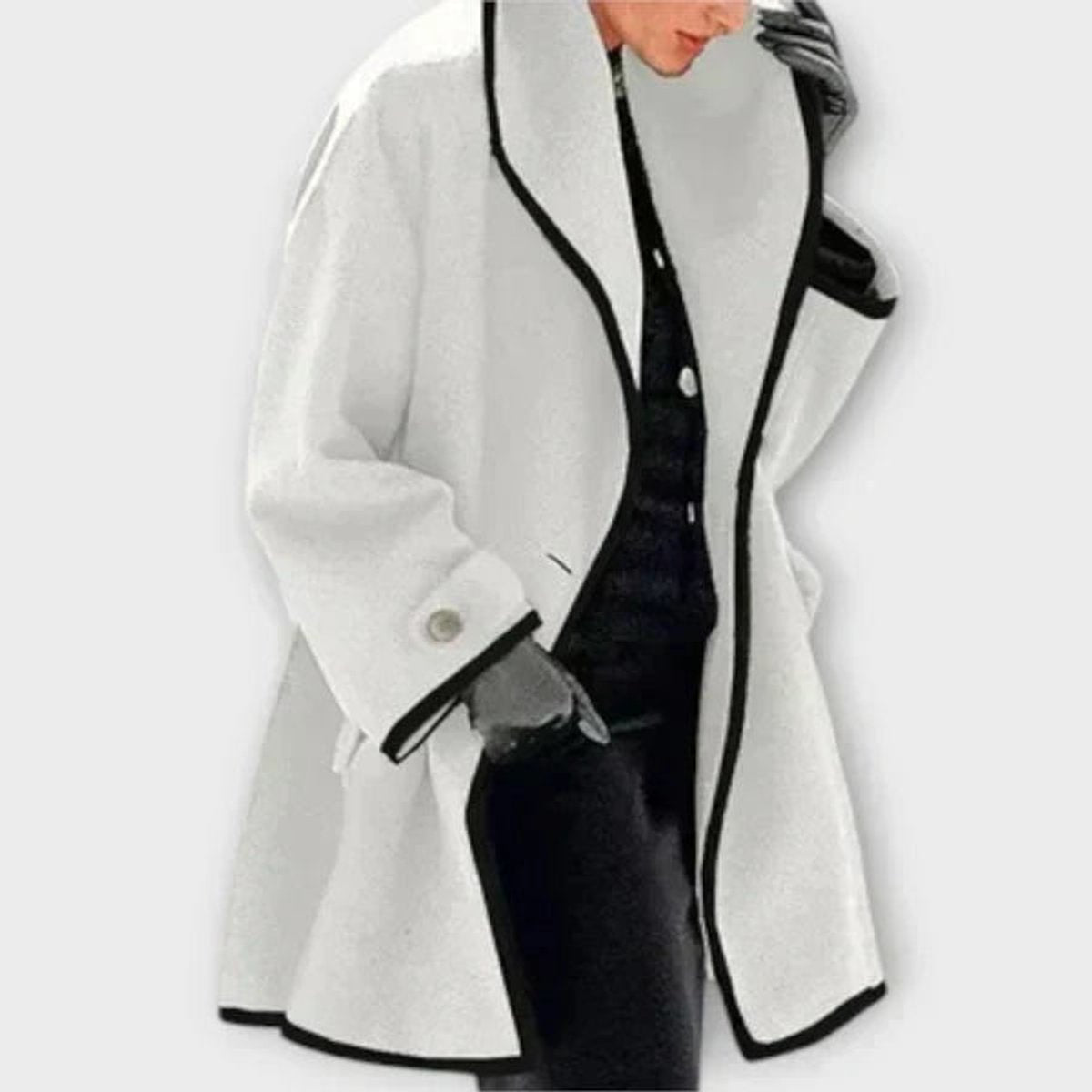 Shawl Collar Contrast Trim A-Line Swing Coat