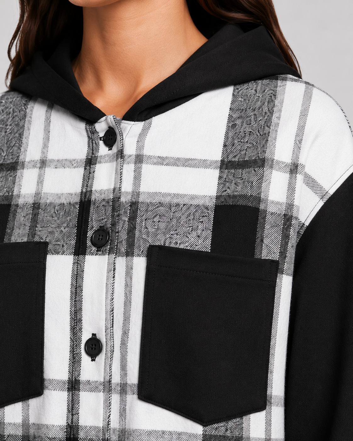 Women's Plaid Hooded Shacket