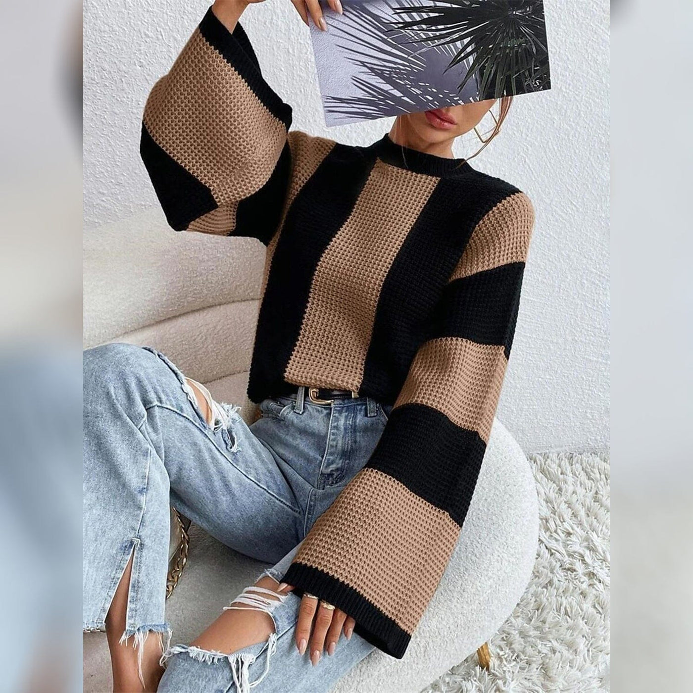 Patchwork Striped Women's Sweater