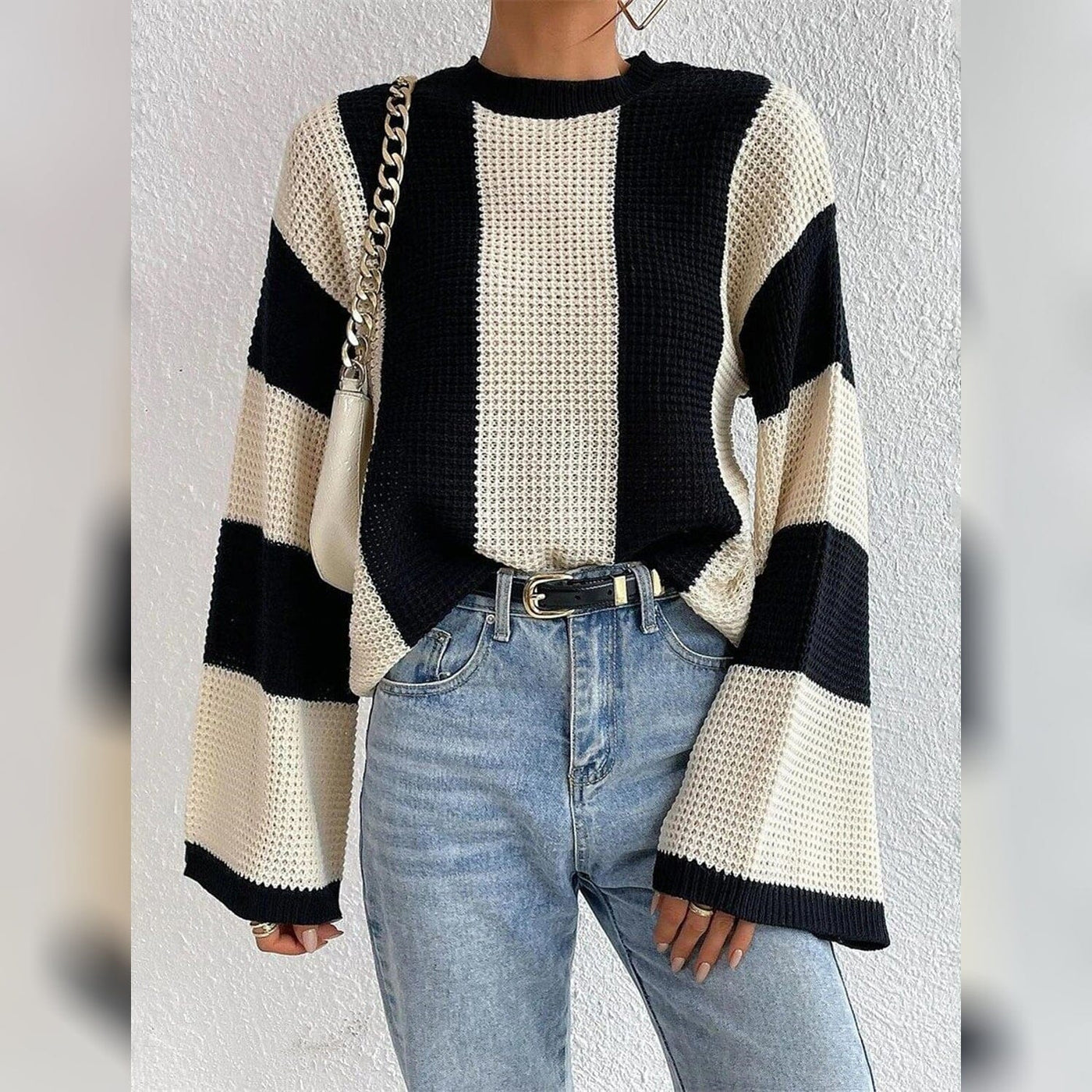 Patchwork Striped Women's Sweater