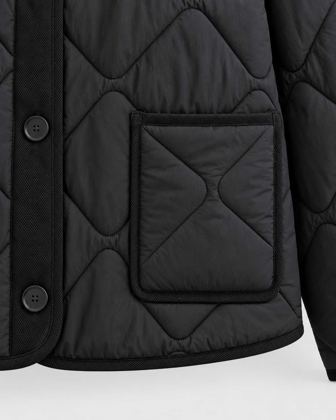 Diamond Quilted Button Front Collarless Jacket