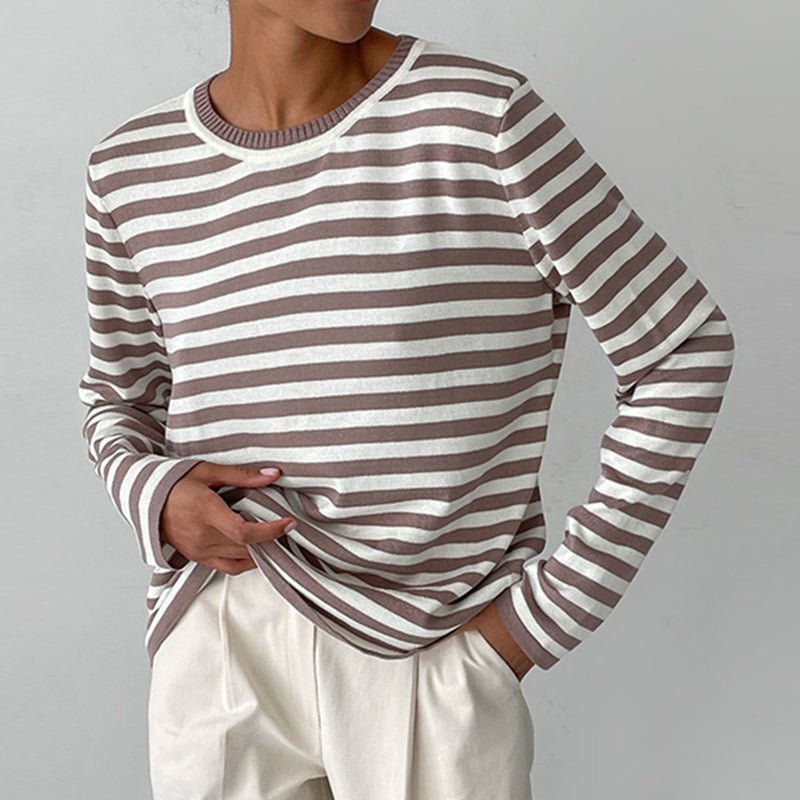 Striped Crew Neck Long Sleeve Sweater