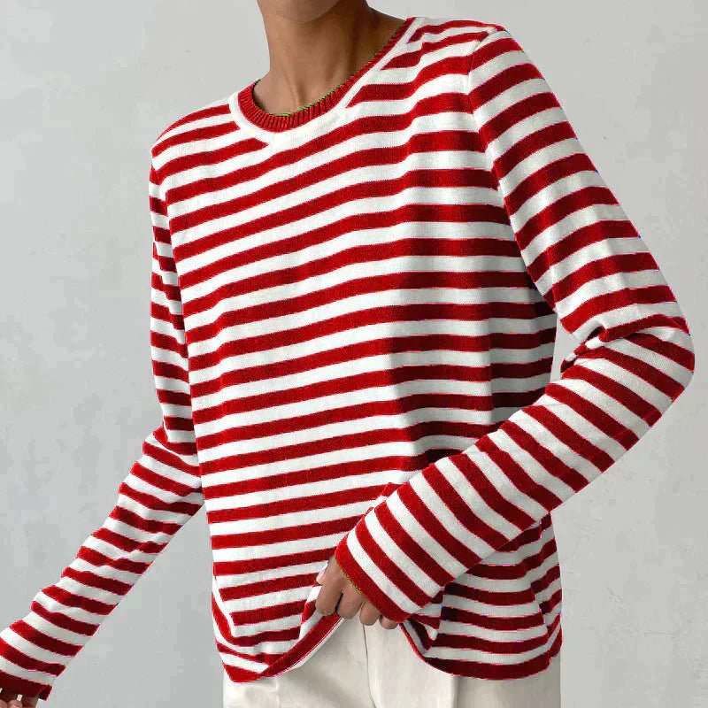 Striped Crew Neck Long Sleeve Sweater