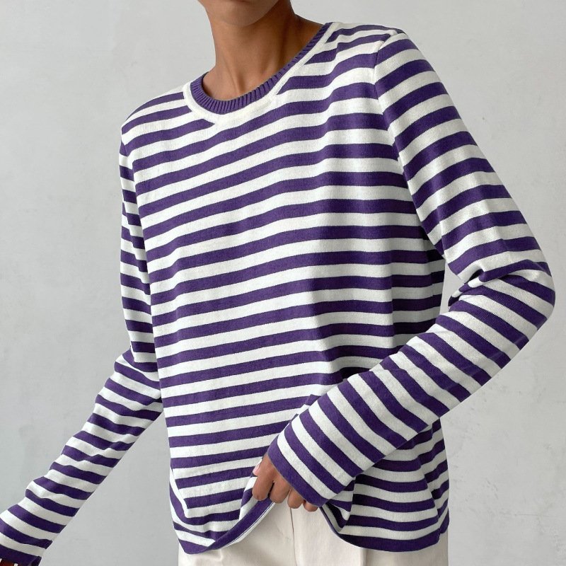 Striped Crew Neck Long Sleeve Sweater