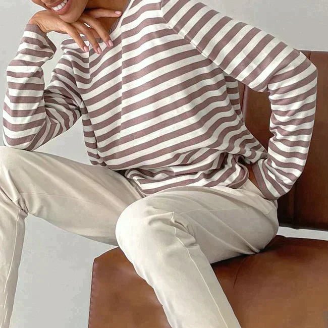 Striped Crew Neck Long Sleeve Sweater