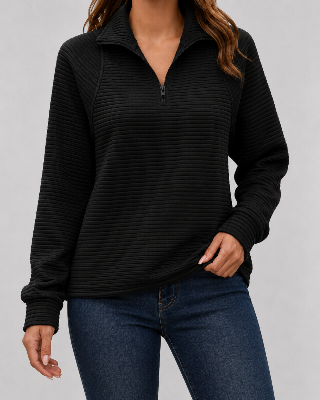 Women's Ribbed Quarter-Zip Pullover