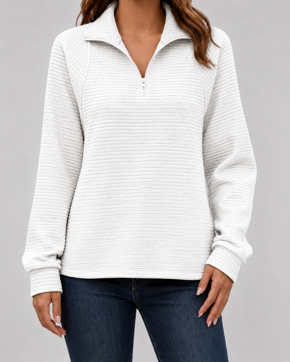 Women's Ribbed Quarter-Zip Pullover