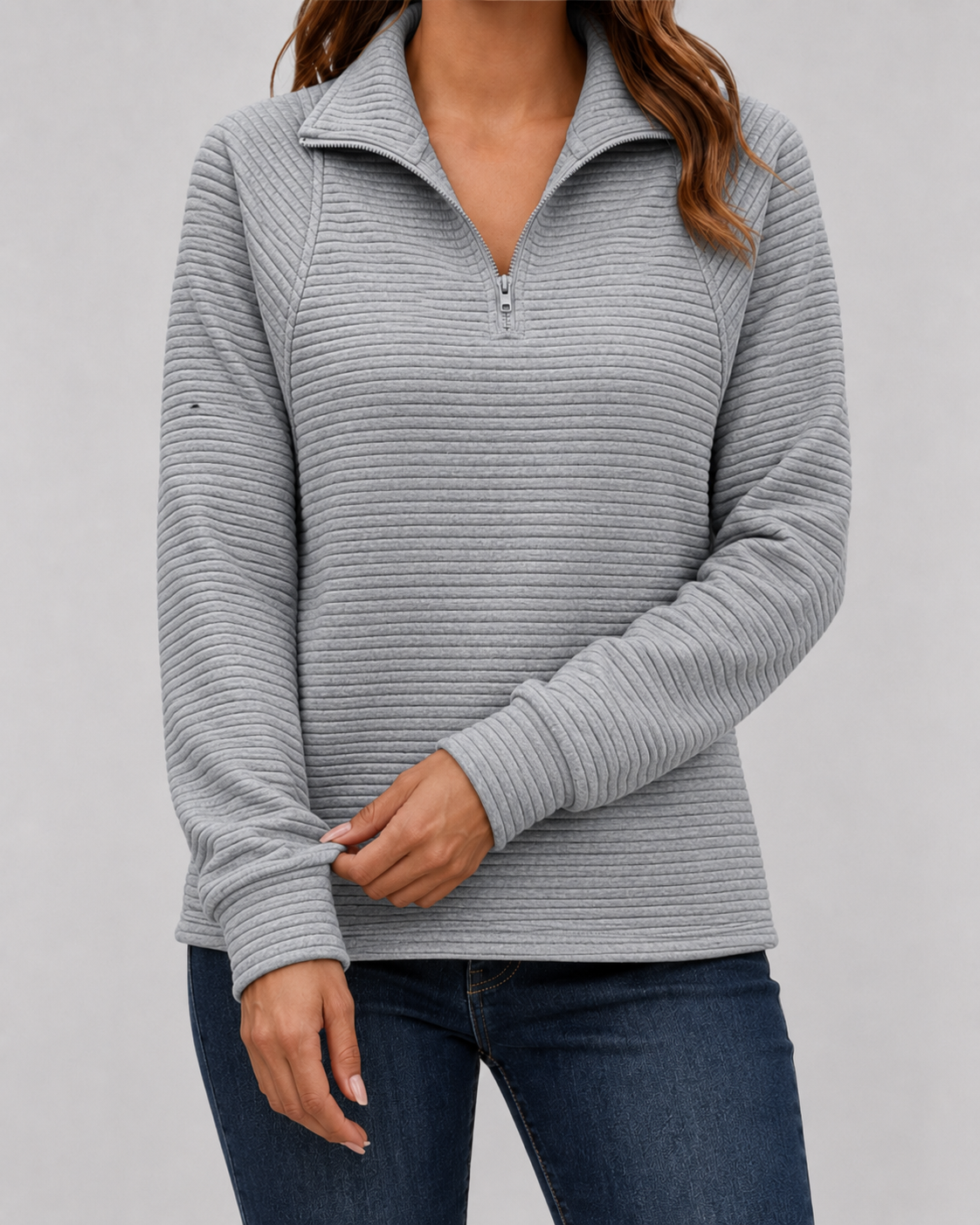 Women's Ribbed Quarter-Zip Pullover