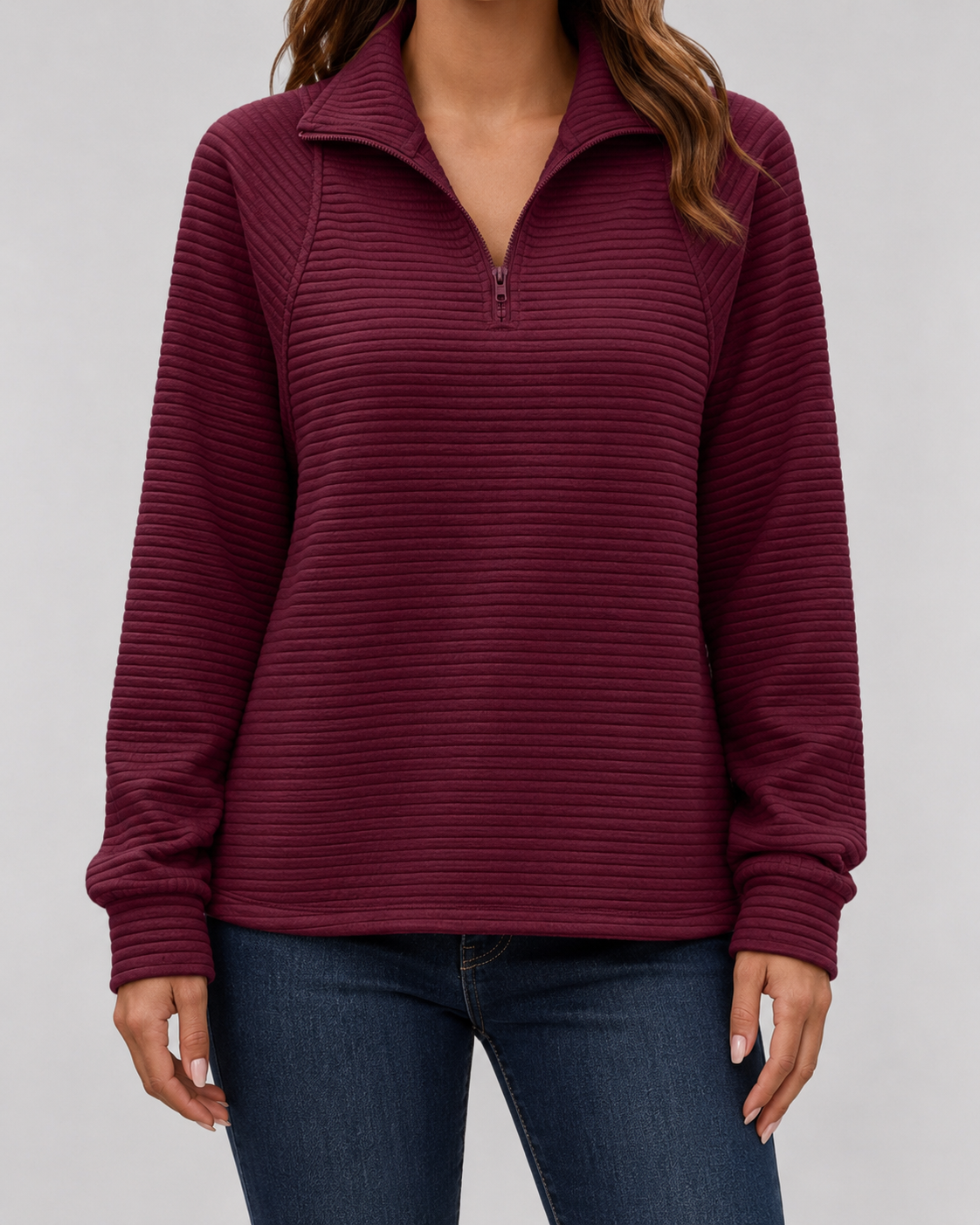 Women's Ribbed Quarter-Zip Pullover