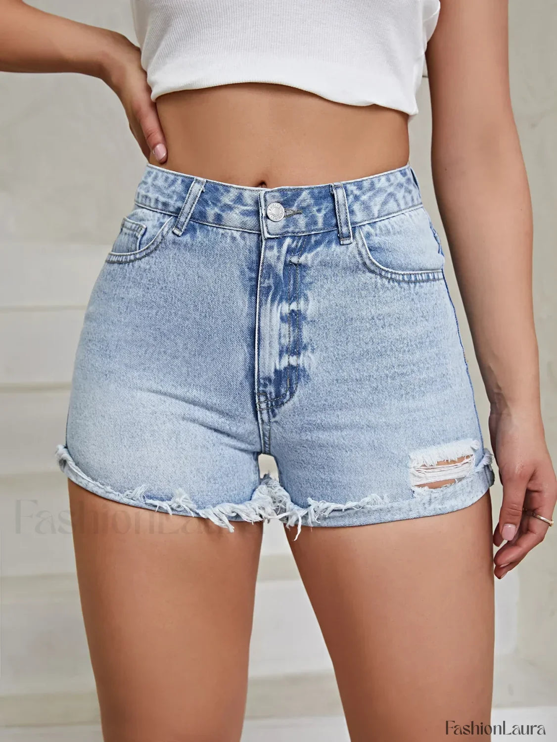 Women's Ripped Distressed Skinny Denim Shorts