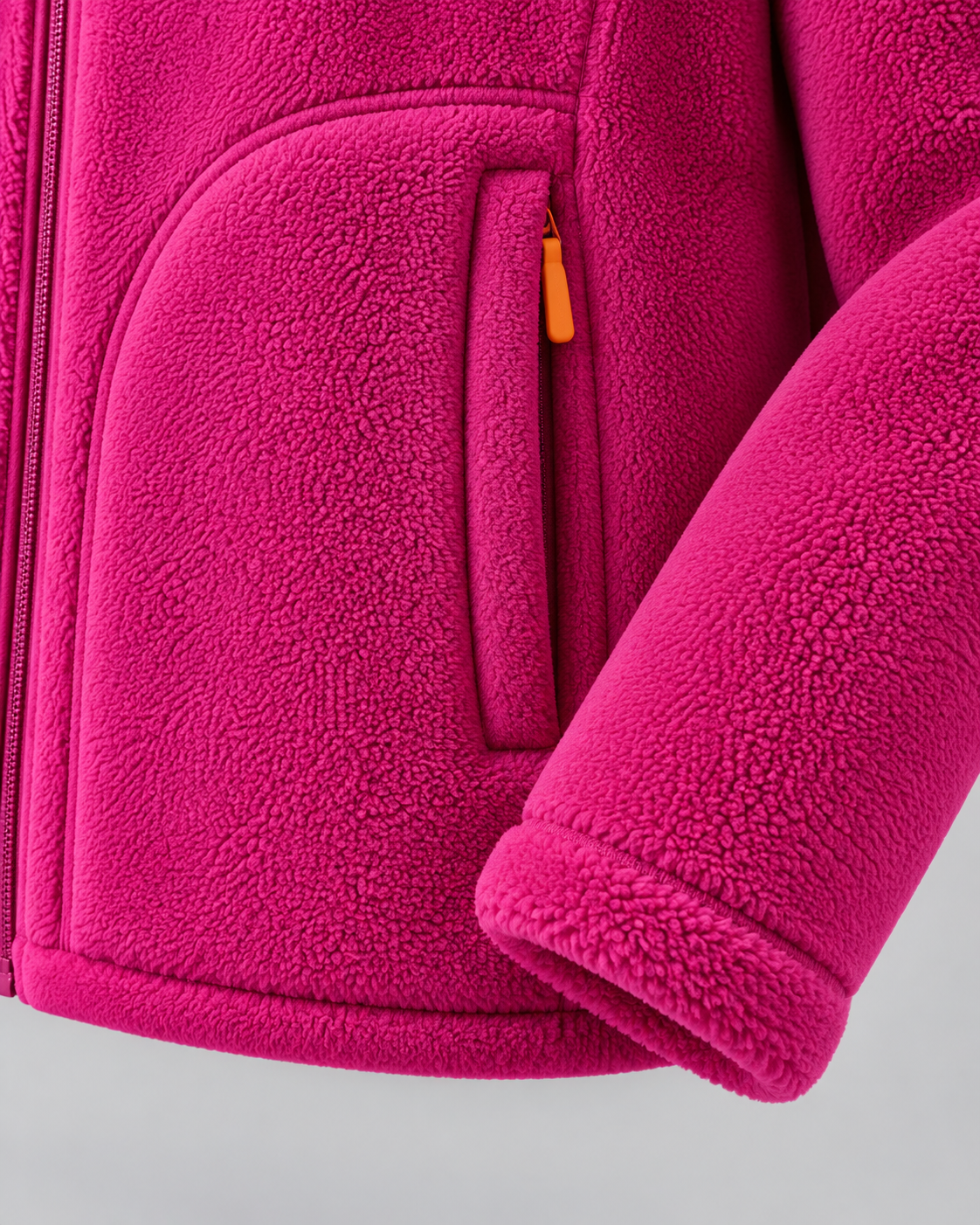 Sherpa Fleece Stand Collar Zip Front Jacket