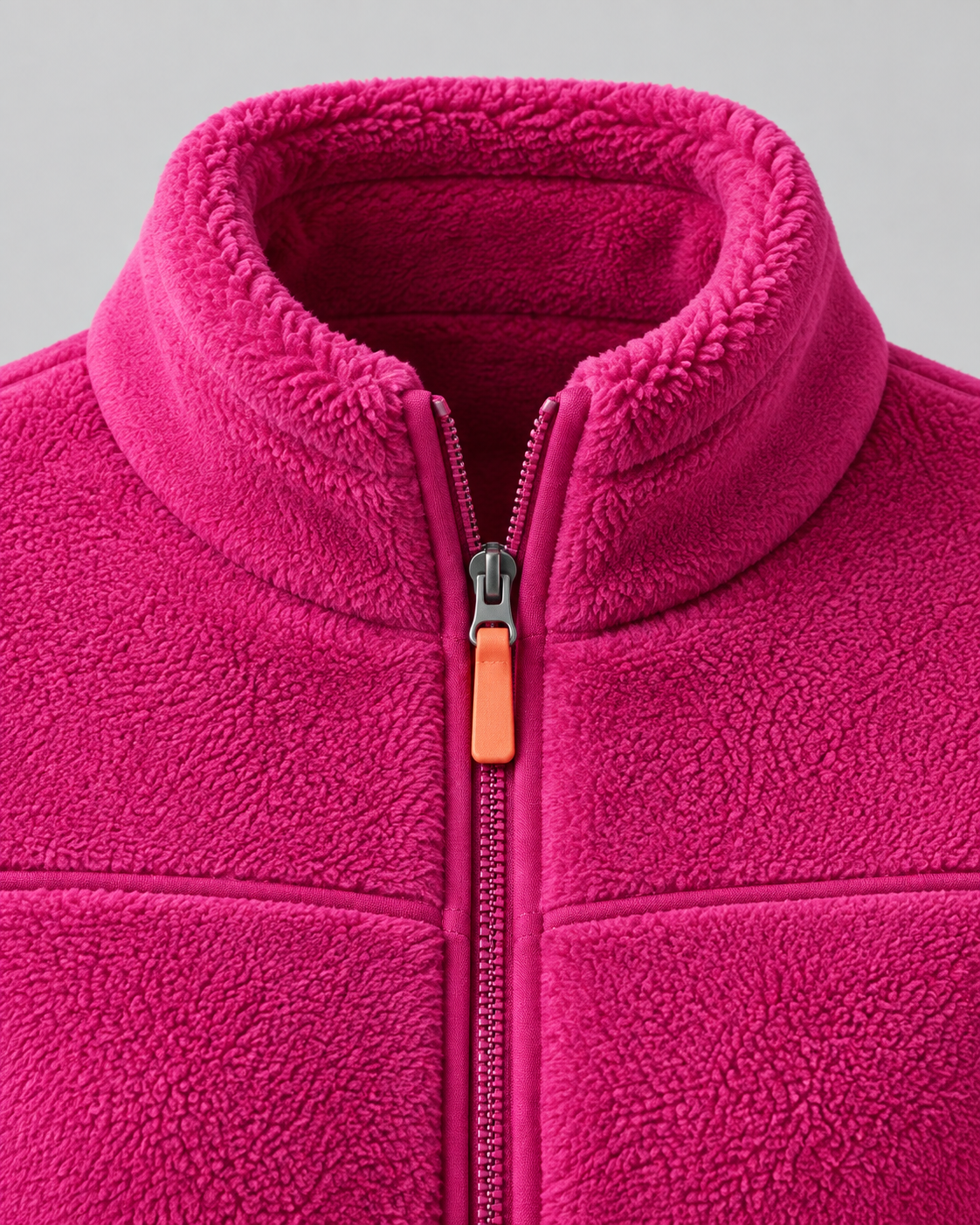 Sherpa Fleece Stand Collar Zip Front Jacket