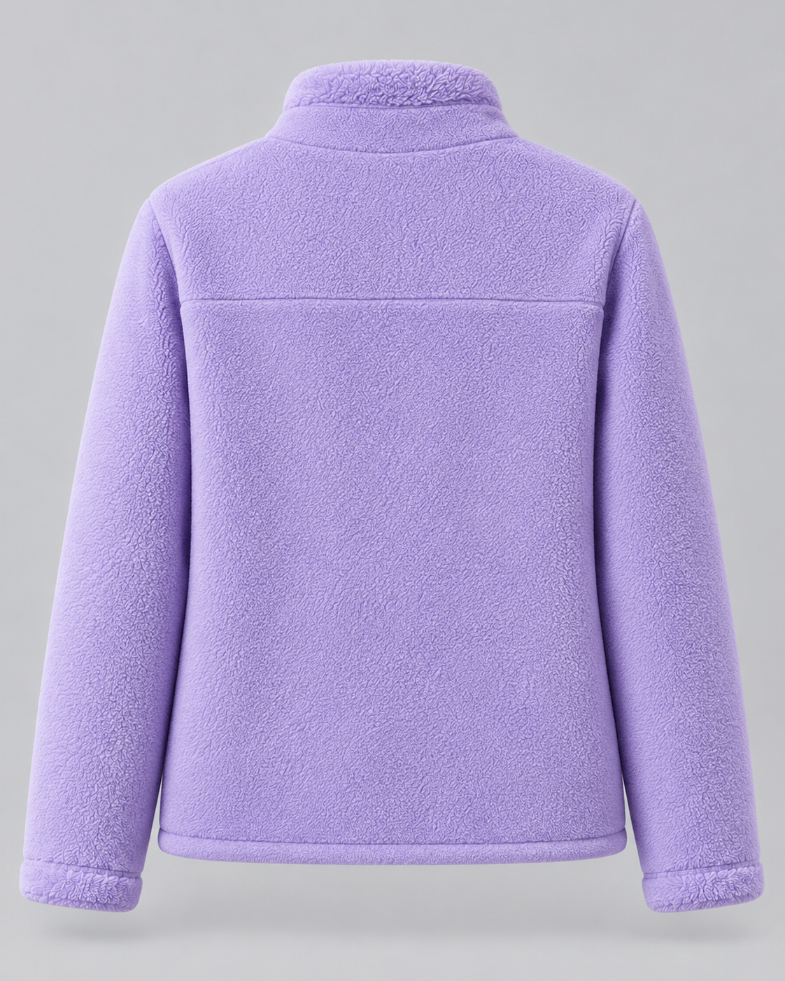 Sherpa Fleece Stand Collar Zip Front Jacket