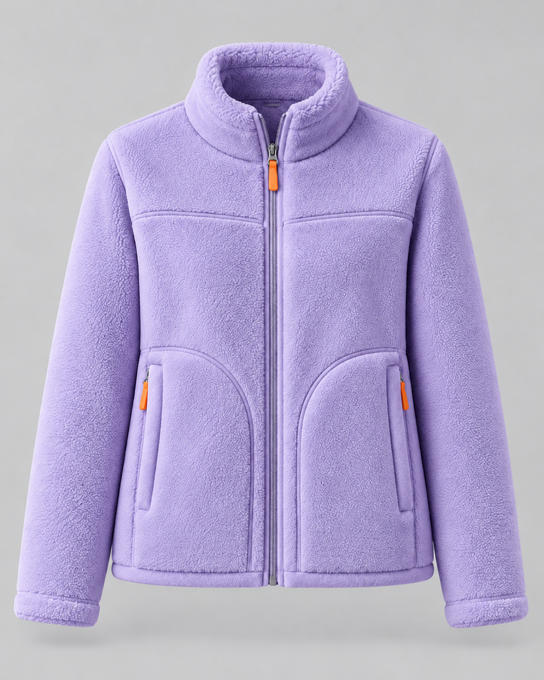 Sherpa Fleece Stand Collar Zip Front Jacket
