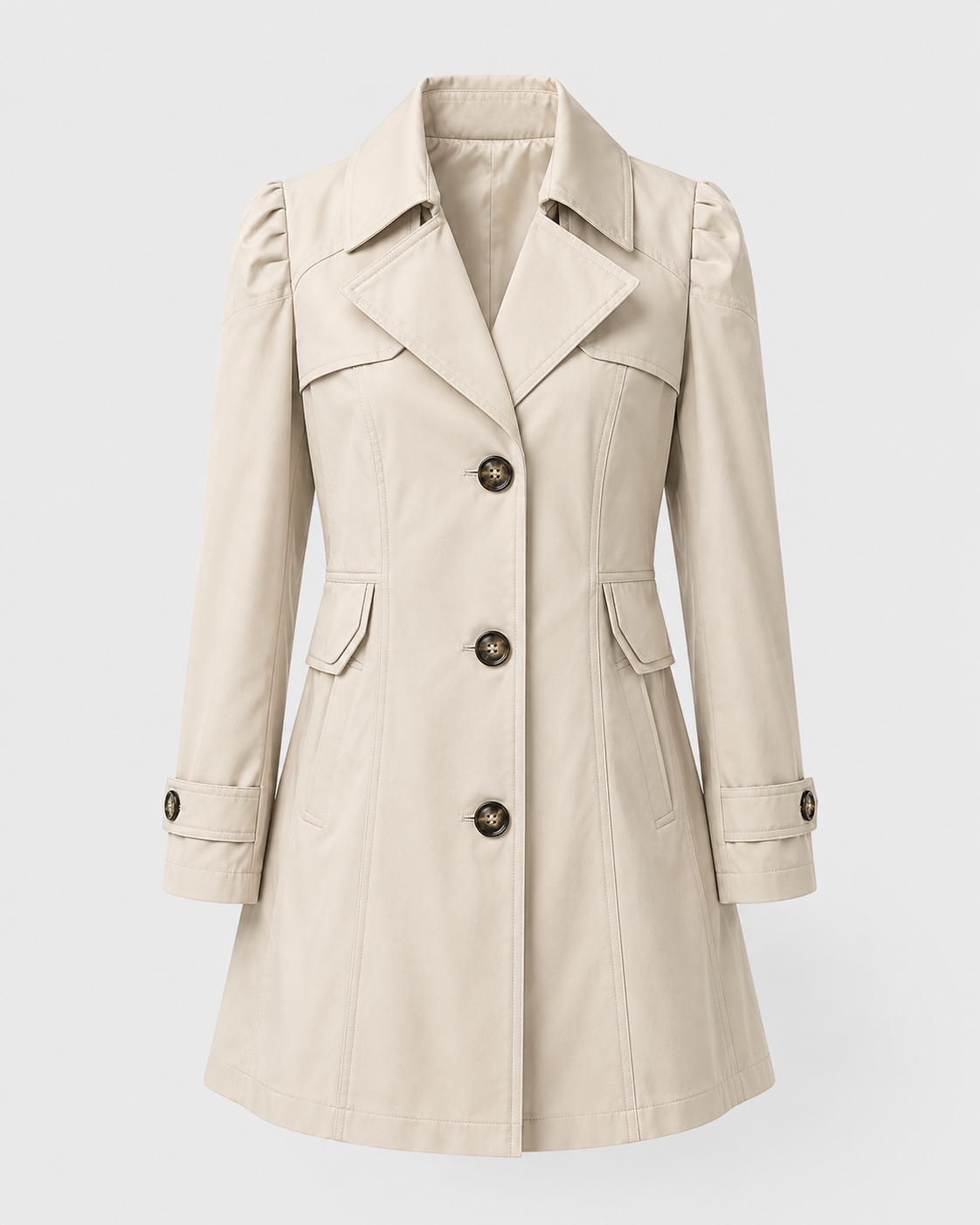 Women's Short Trench Coat - Single-Breasted