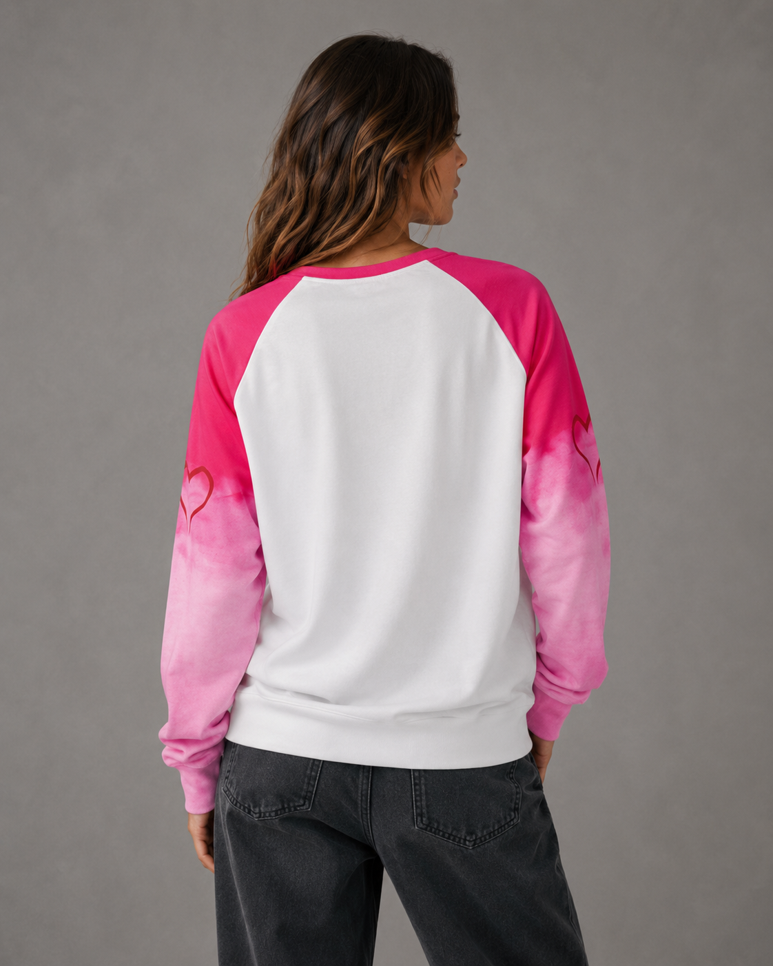 Women's Sweatshirt - Pink Butterfly Heart Raglan